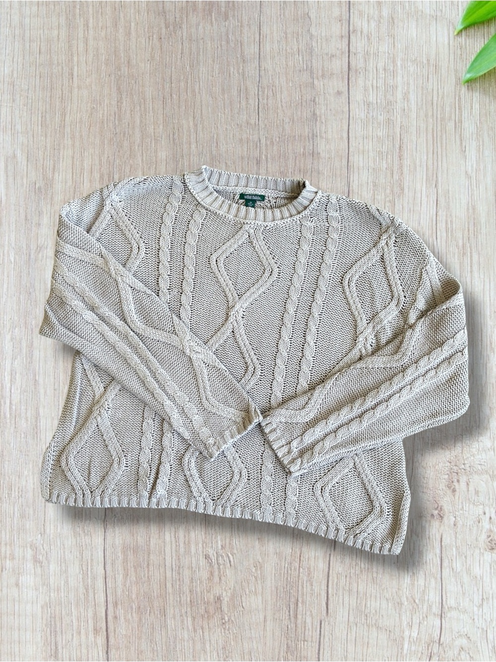 Wild Fable Cream Cable Knit Crewneck Sweater